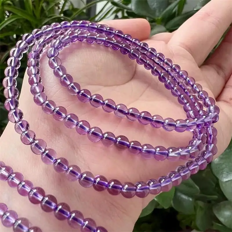 

4MM Natural Amethyst Triple Circle Bracelet Crystal Reiki Healing Stone Fashion Jewelry Gifting Gift For Women 1PCS