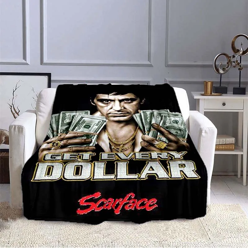 

Tony Al Pacino Scarface Classic Movie Blanket Sofa Cover Soft Hairy Blanket Flannel Fluffy Comfortable Home Travel Throw Blanket