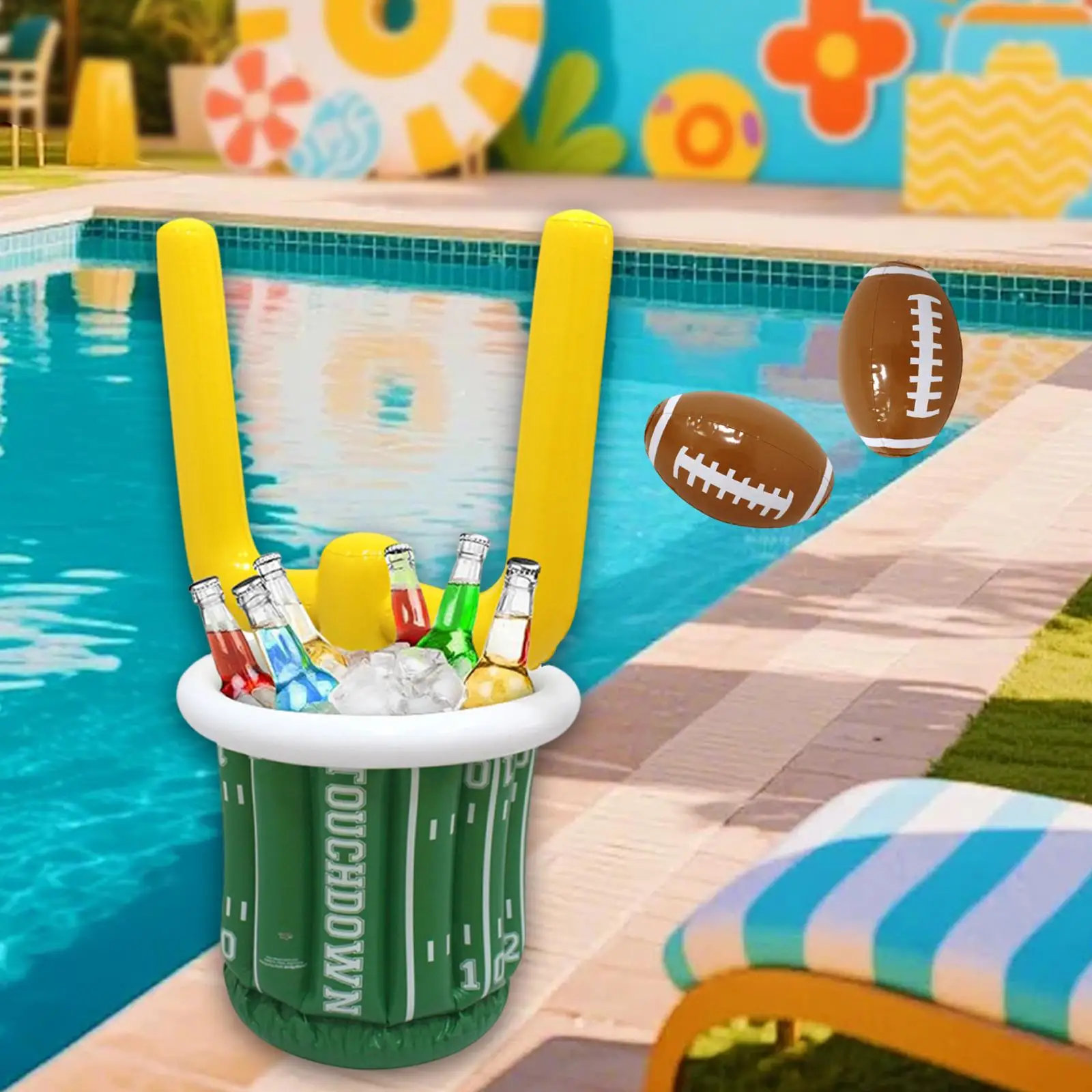 

Inflatable Ice Bucket Reusable PVC Interactive Rubgy Game Ice Bucket for Water Sports Pool Summer Family Gatherings Birthday