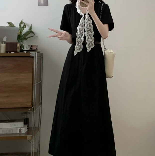 أنيقة خمر أنيقة تقسم الدانتيل فضفاضة مساء شارع العليا بالإضافة إلى حجم الملابس فستان طويل ملابس النساء