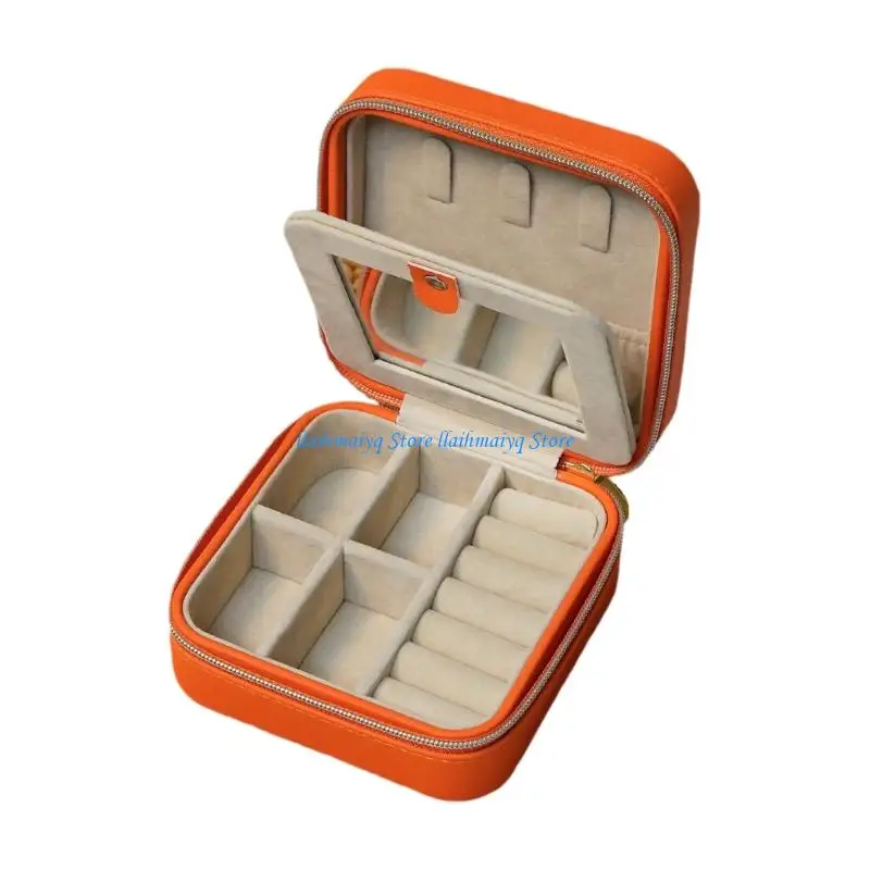 573B Portable PU Jewelry Organiser Box Practical Travel Storage Case With Soft Lining
