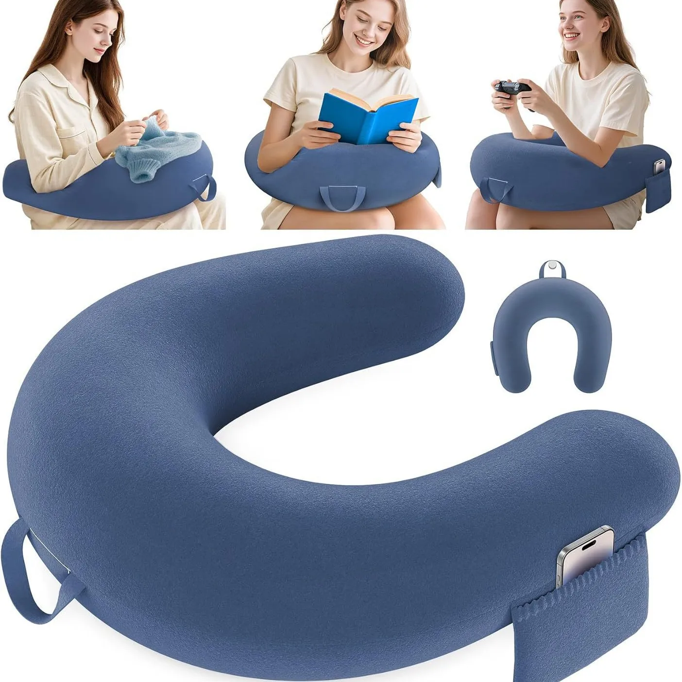 Ergonomic U‑Shaped Lap Pillow Knee Support Reading Cushion Arm Rest Pillow for Gaming Home Rest