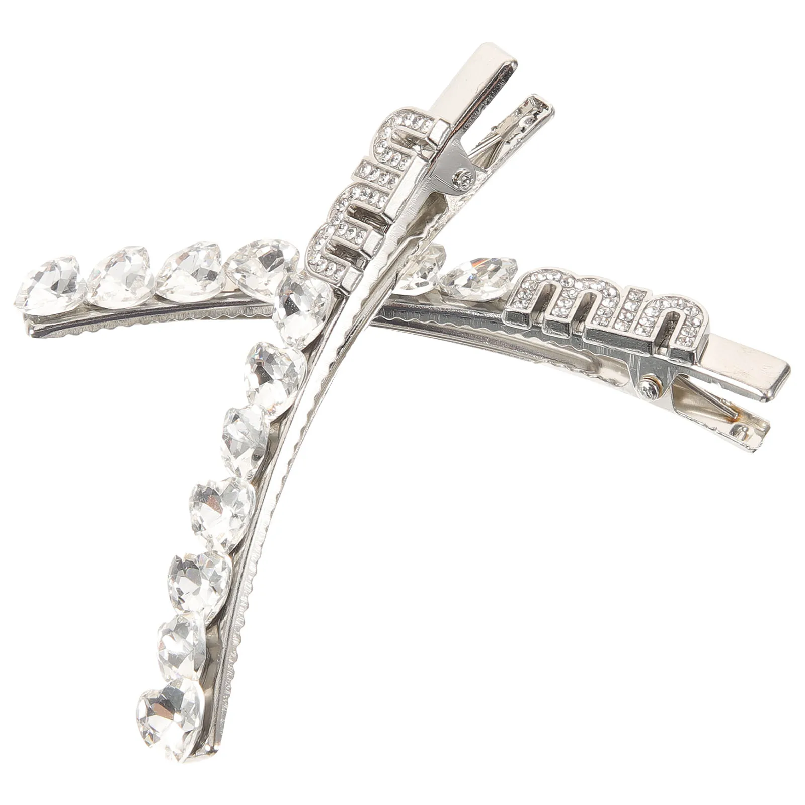 

2Pcs Rhinestone Clip Metal Curved Love Heart Hairpin for Thick Hair Large Barrettes Women Girls Hair Accessories Shiny Daily