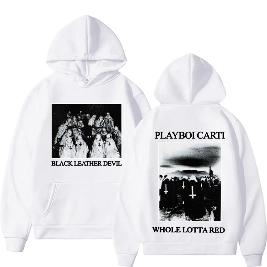 Playboi Carti WLR Black Leather Devil Album Tour Hoodies Men Fashion Vintage Casual Sweatshirt Hoodie Unisex Harajuku Streetwear