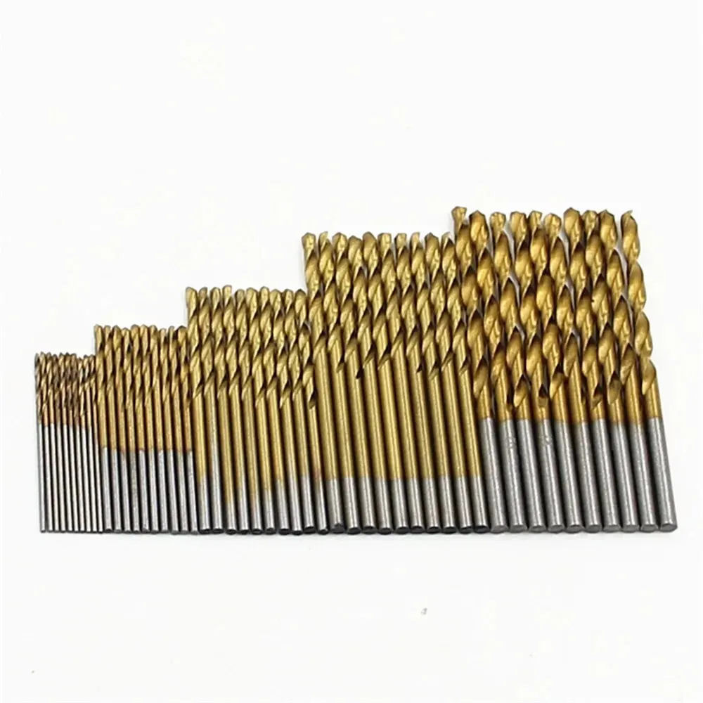 100pc Trapano elicoidale 1-3mm Trapano elettrico a mano Trapano per lavorazione del legno fai da te Placcato in titanio Colore naturale Punta da trapano Set di accessori per utensili