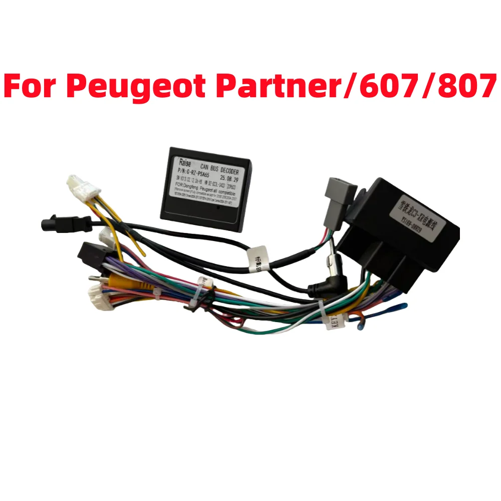 Arnés de cableado de 16 pines Canbus RZ-PSA65 para Peugeot 208 807 607/2008 3008 C3 XR Partner/Citroen C3 C4 Receptor GPS Android 2 Din