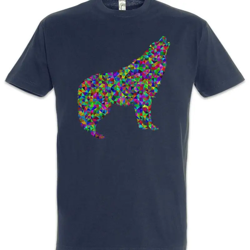 Colored Wolf T Shirt Toon Cartoon Comic Look Techno Rave Raver Dance Music