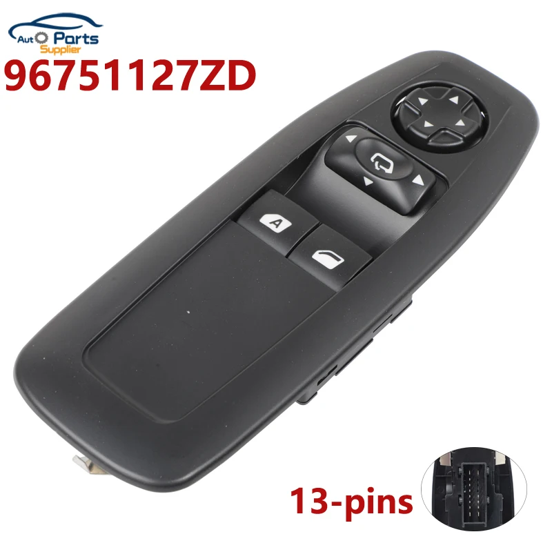 Novo 96751127 ZD Botão de controle do elevador de vidro do interruptor da janela elétrica dianteira esquerda para Peugeot 208 2008 3008 5008 2018