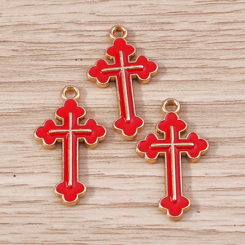 10pcs 13x25mm Punk Enamel Cross Charms for Jewelry Making Pendants Necklaces Earrings DIY Handmade Keychains Crafts Accessories