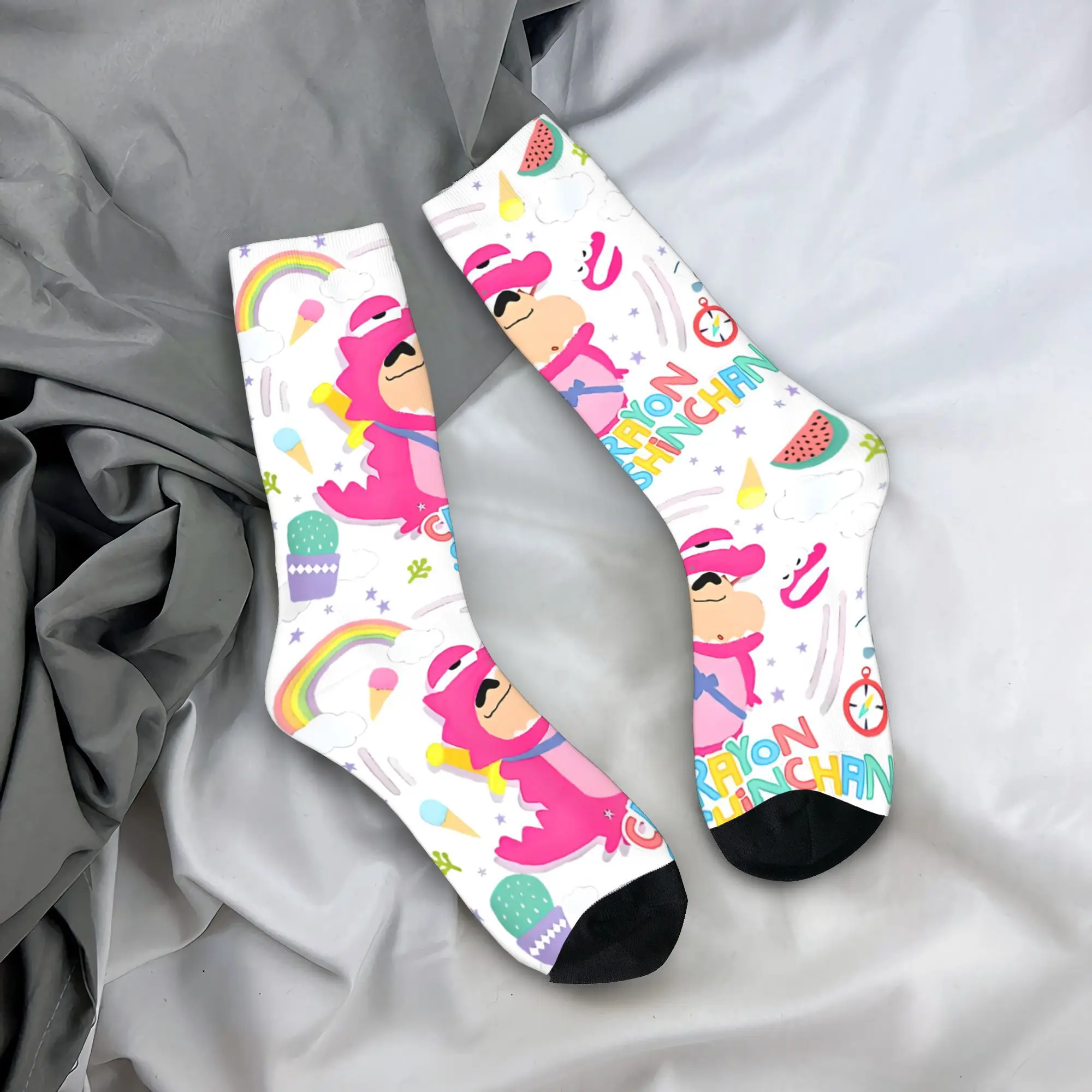 Calcetines para hombres y adultos, crayones Nohara Shinnosuke shins chans, medias antideslizantes de alta calidad, calcetines para correr con patrón gótico de primavera