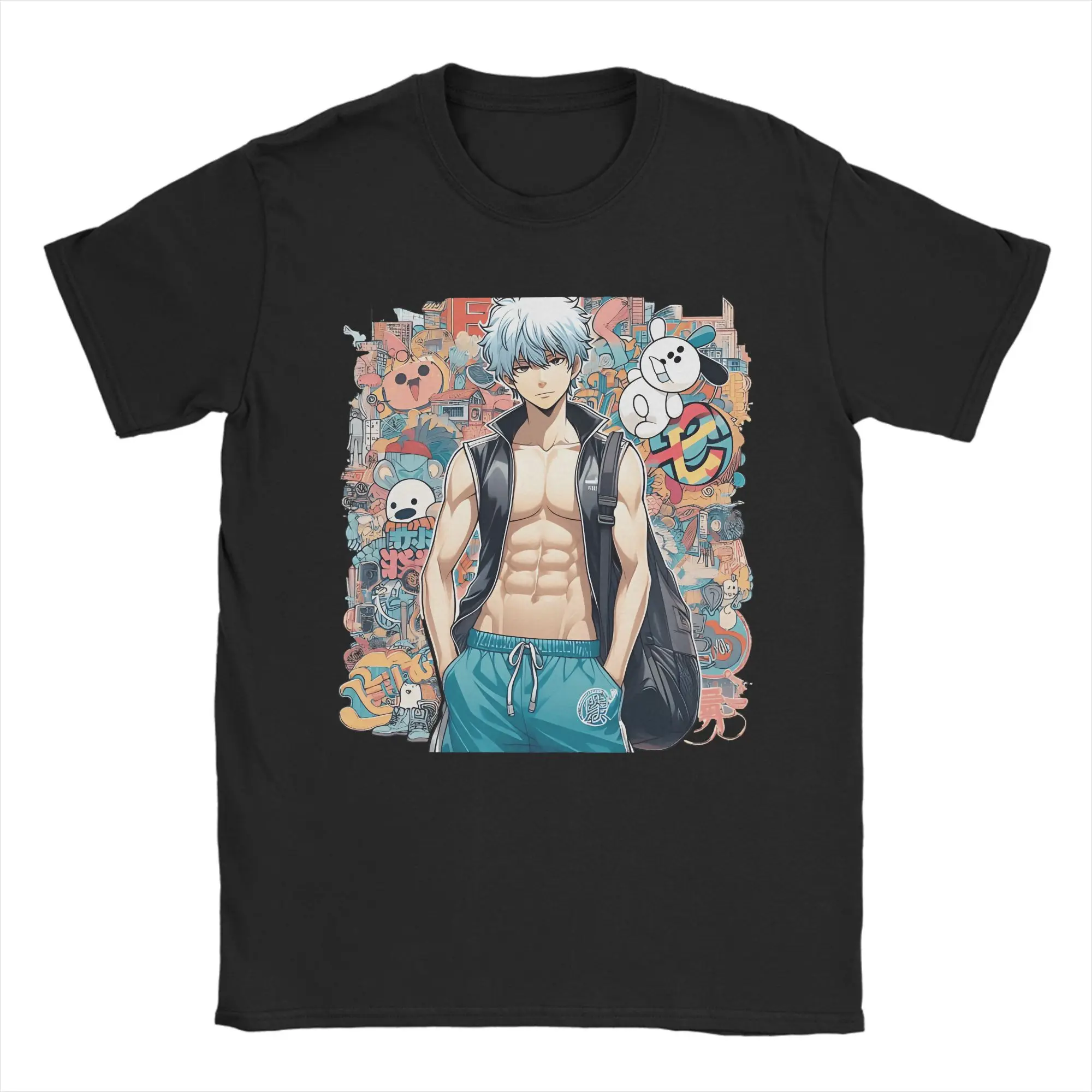 

Gintama Sakata Gintoki T Shirt Men's 100% Cotton Fashion T-Shirts Crew Neck Tee Shirt Short Sleeve Clothes Gift Idea