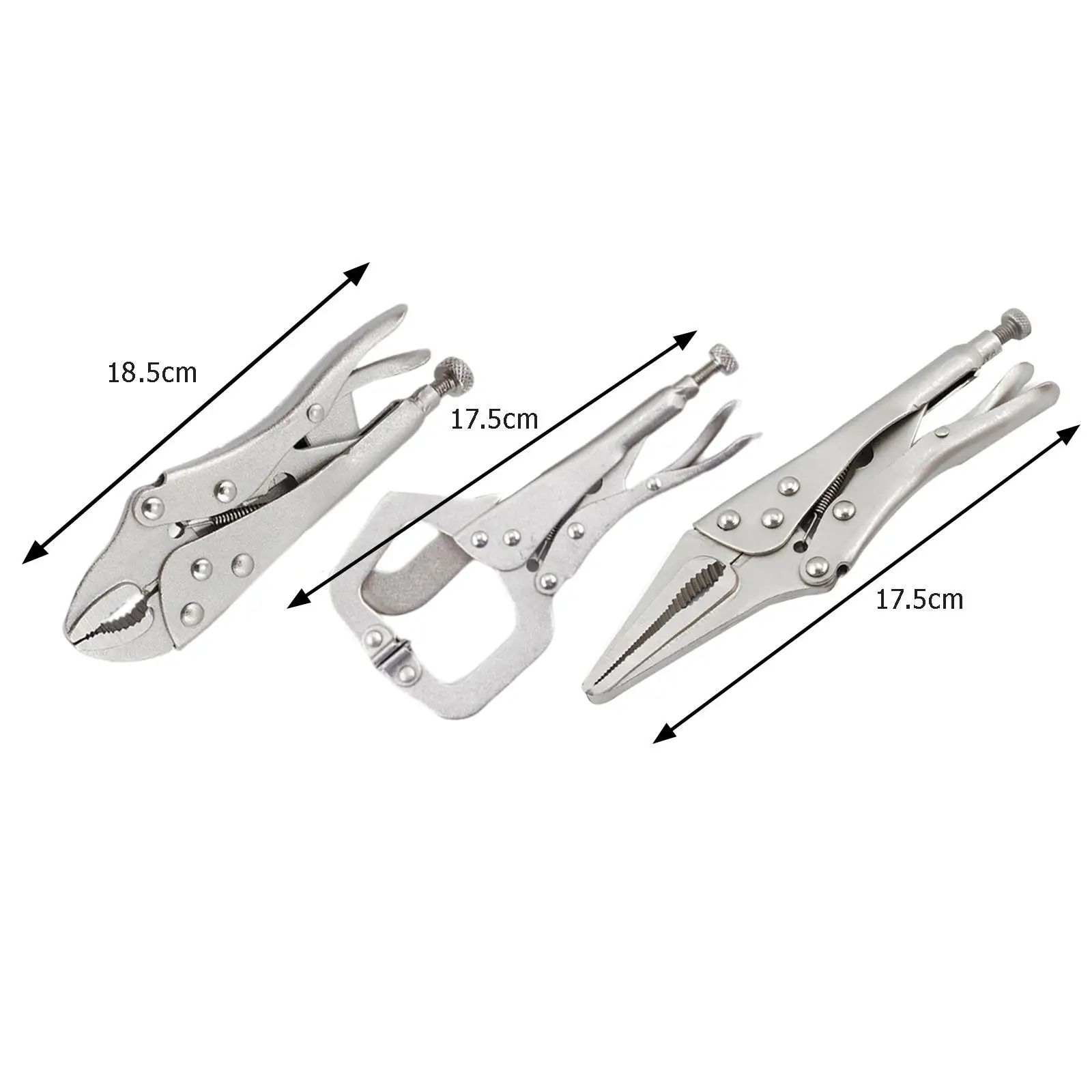 3x Locking Pliers Set Round Nose Pliers for Mechanical Maintenance Pipeline Maintenance