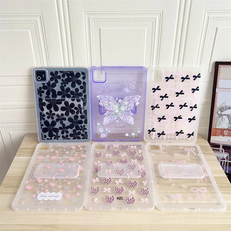 Bowknot Transparent Tablet Case For Xiaomi MI Pad 8 7 6 5 6S Pro Redmi Pad 2 SE 8.7 9.7 11 12.1 12.4 inch PC+TPU Stand Cover view 6