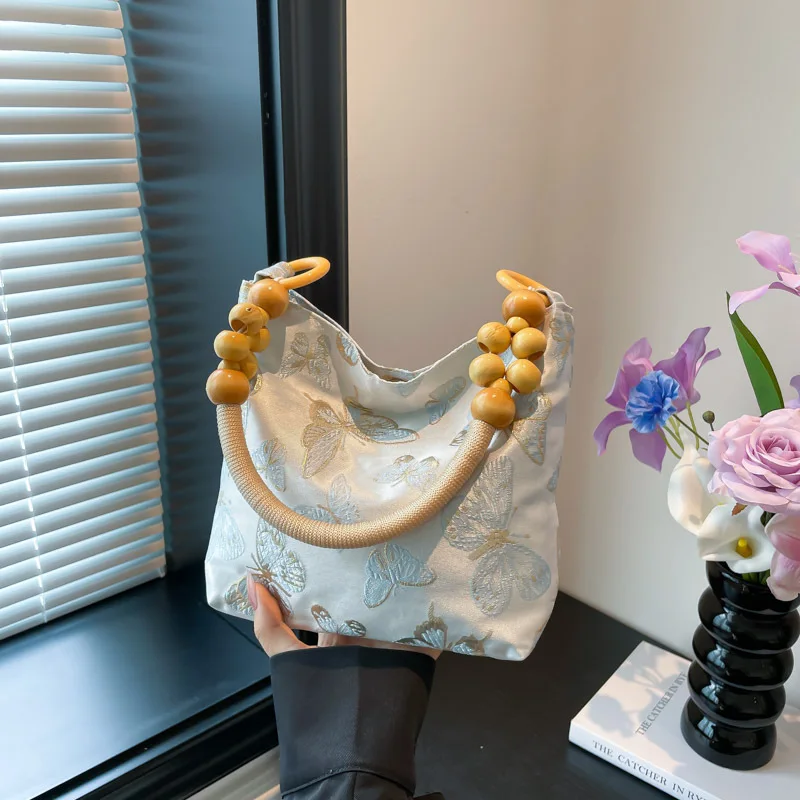2026 New Chinese Style Beaded Handbag Women's Large Capacity Shoulder Bag National Style Handheld Bag Crossbody Bag