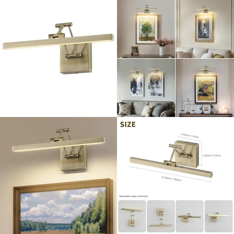 LED Picture Lights for Paintings Dimmable 15.5 Inch Long Picture Frame Lights Gallery Wall Light with Adjustable Swing Arm Art