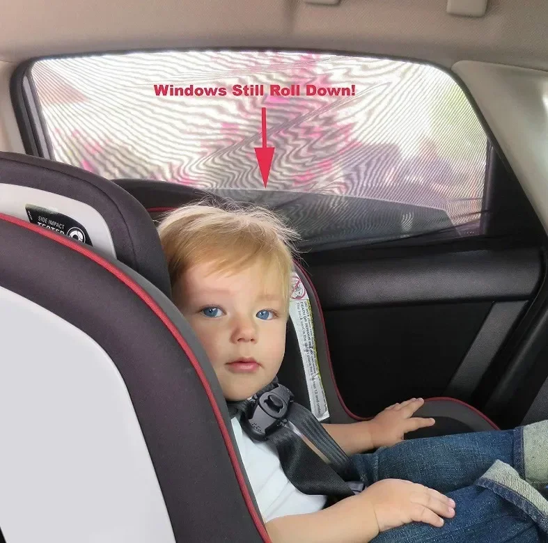 Car Window Screen Door Covers Front/Rear Side Window UV Sunshine Cover Shade Mesh Car Mosquito Net For Baby Child Camping