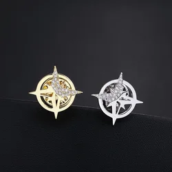 Star Brooch Men's Suit Brooch Shirt Collar Button Boutique Charms Brooch Jewelry Fashion Personality Badge  Anti-light Buttons