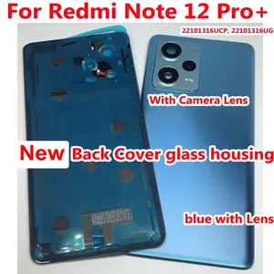 Bilashmart Best Grade AAA+ Glass Back Cover Housing Xiaomi Redmi Note 12 Pro+ Plus 5G Battery Door Rear Panel Lid Case + Camera Lens