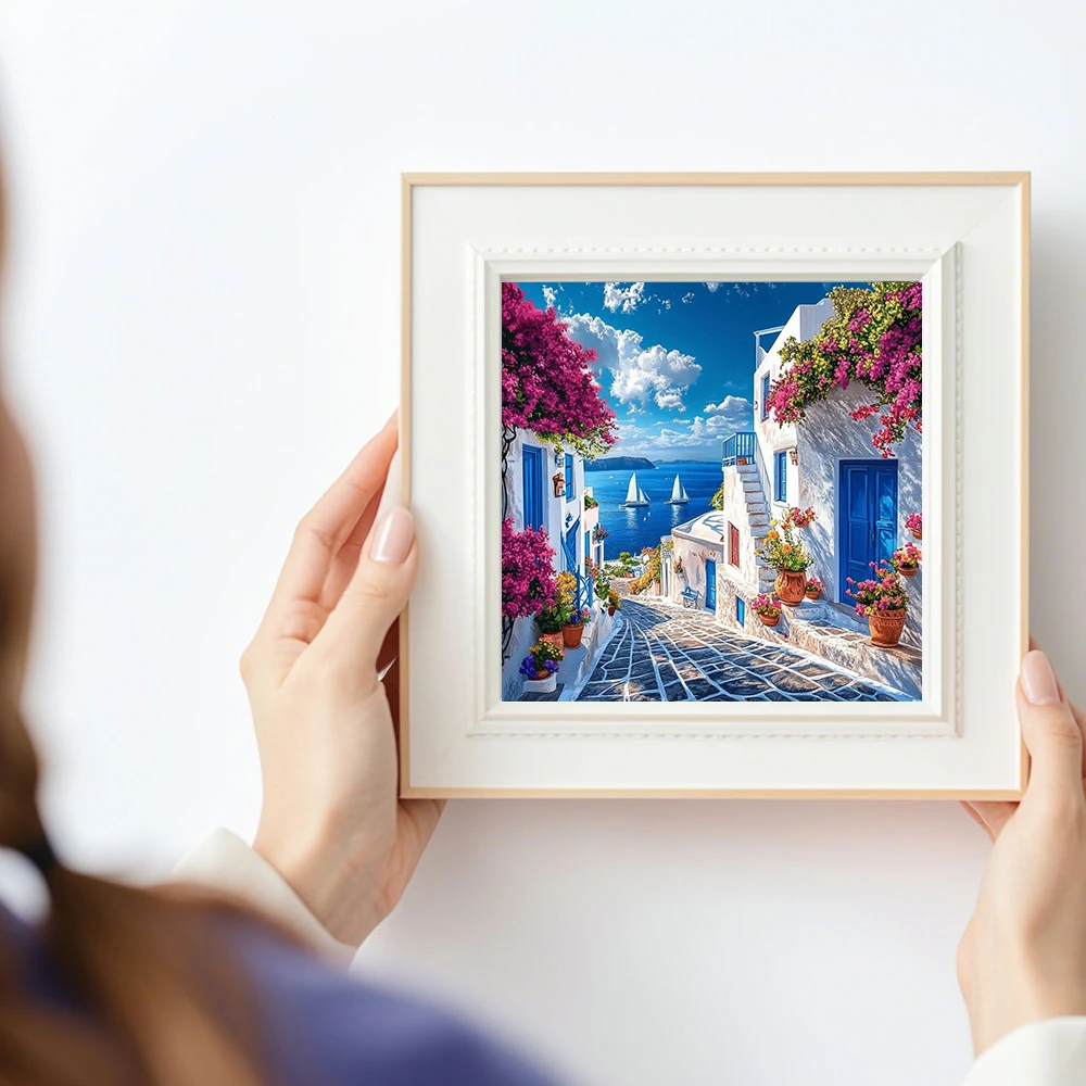 Huacan 5D DIY Diamond Painting Street Seaside Building Diamond Mosaic Landscape New Collection 2025 Decorative Paintings view 3