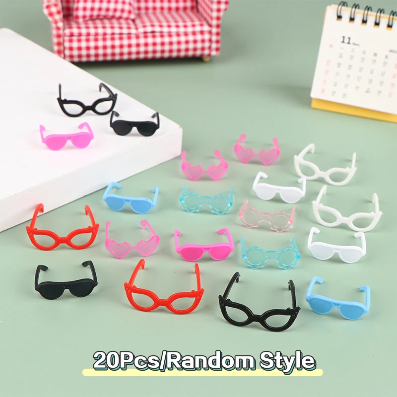 20Pcs Doll Glasses Dollhouse Miniature Colourful Glasses Eyewear Cool Eyeglasses Doll Decor Accessories Toy