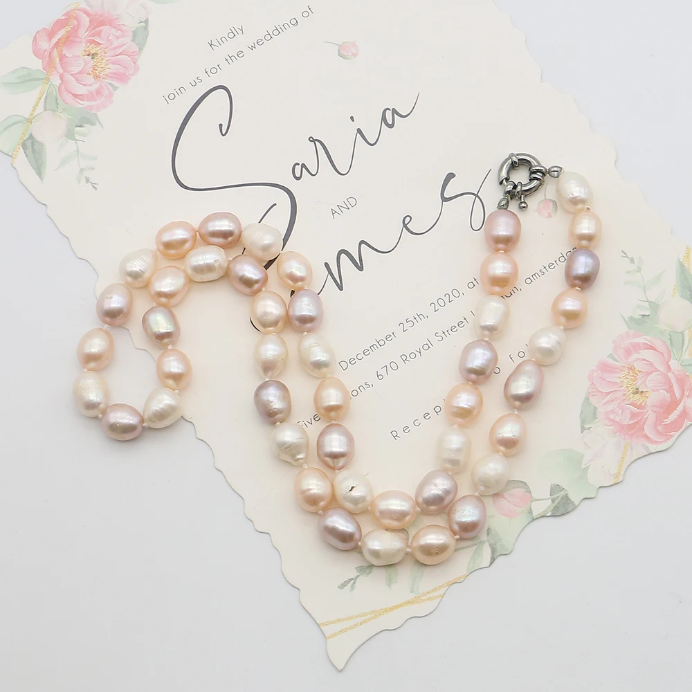 Light Luxury Fashion Natural White Baroque Rice Pearl Steering Wheel Clip Necklace Jewelry Gift Accessories Banquet Gift 1strand