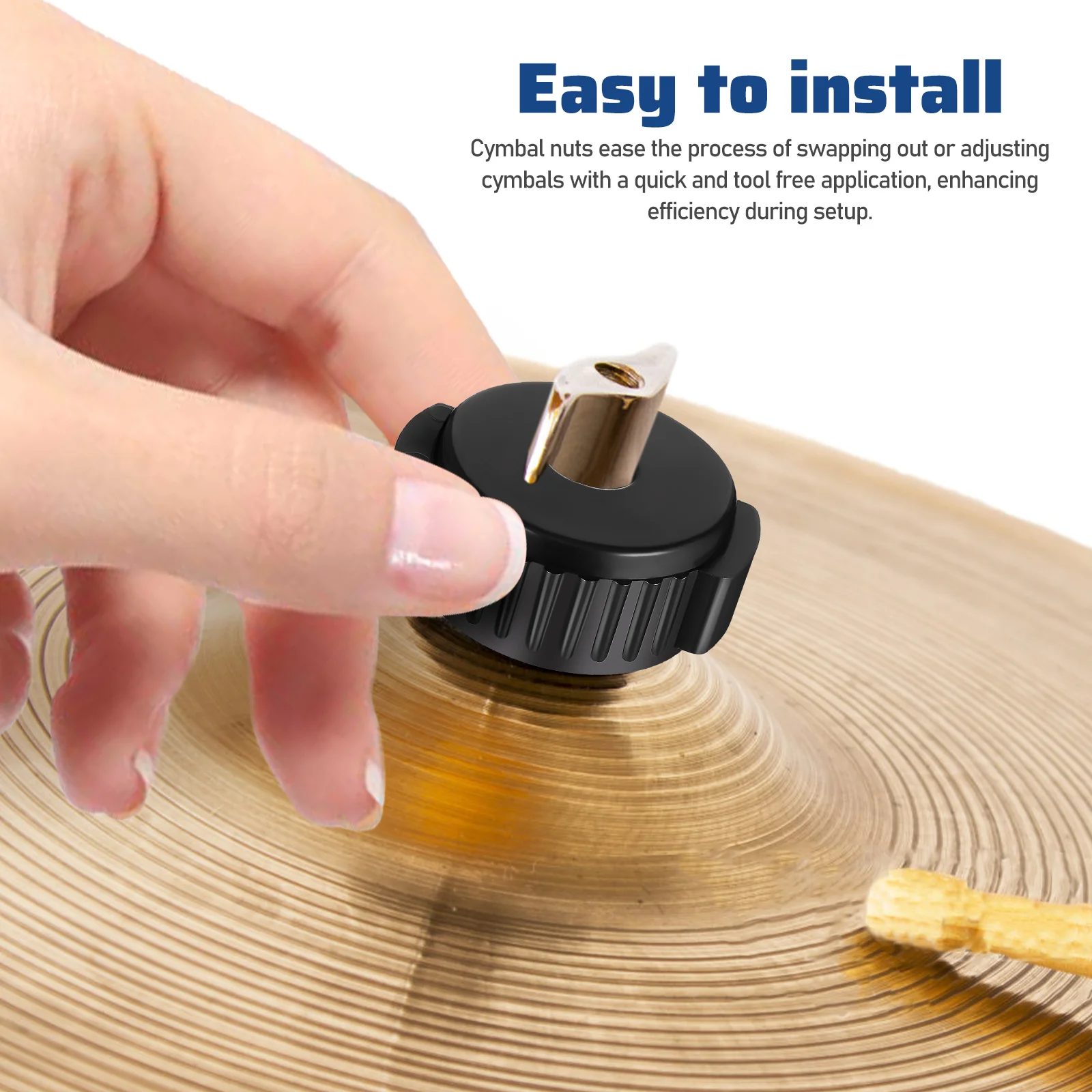 

5Pcs Cymbal Nuts Plastic Drum Kit Fastening Secure Grip Reduce Vibration Quick Removal Drum Accessories Cymbal Stand Nut