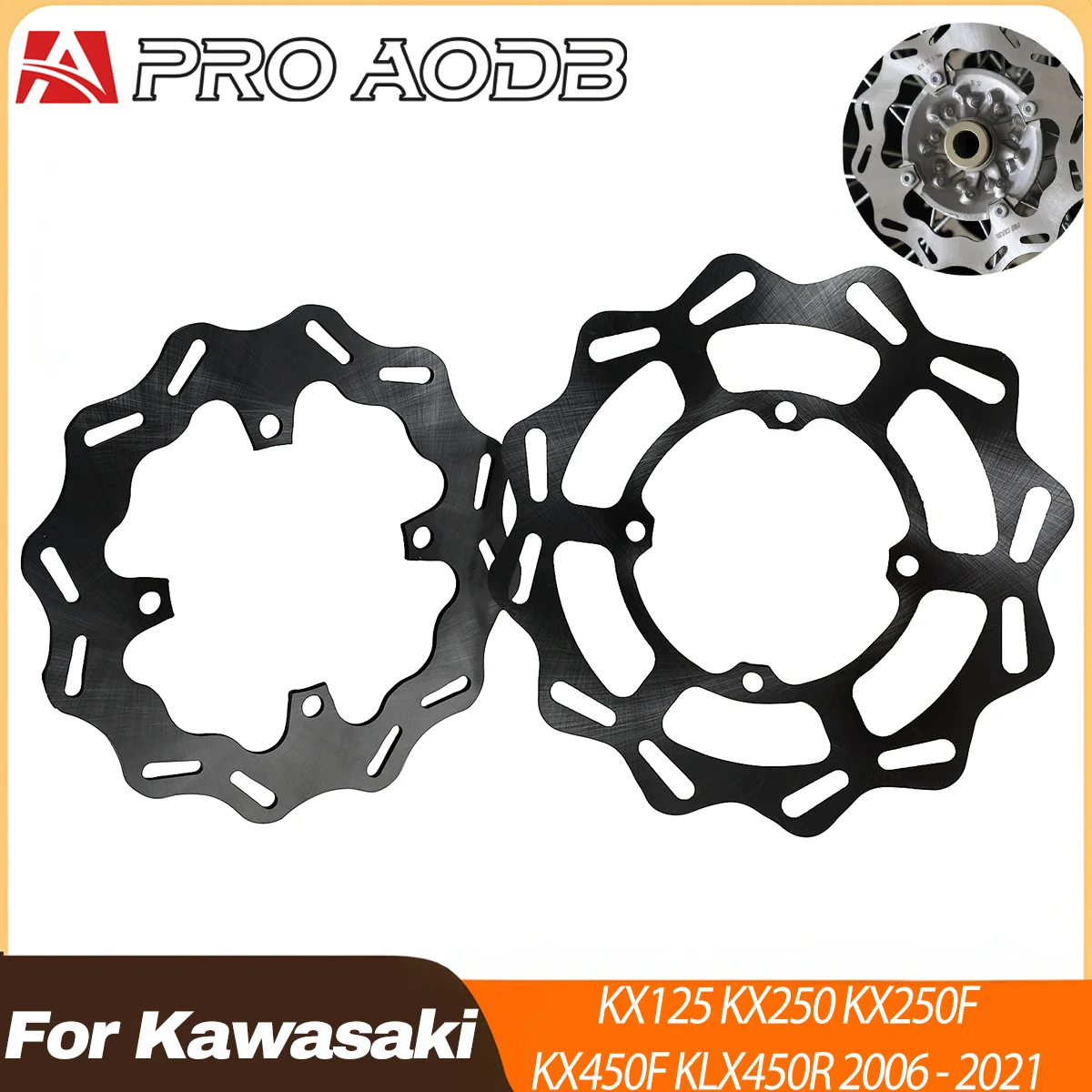 Brake Rotor 270MM Front 240MM Rear Brake Disc Disk For Kawasaki KX125 KX250 KX250F KX450F KLX450R 2006‑2021 Motocross