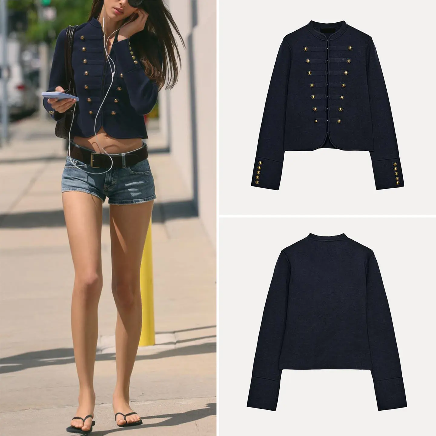 

Women's Casual Knitted Short Coat Summer 2026 Long Sleeve round Neck Button up Outerwear Standard Fit Commute Style ZADATA