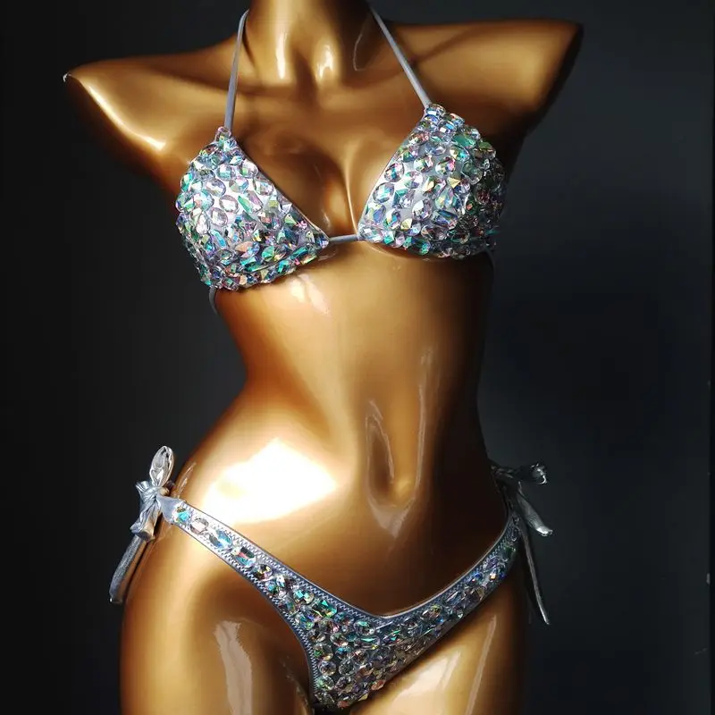 2026 Newest Crystal Bikini Swimwear Bar Bikini Fashion Bi kini Swimming Suit Bar Bik ini Top Diamond Bikini Handmade Bi kini Set view 5