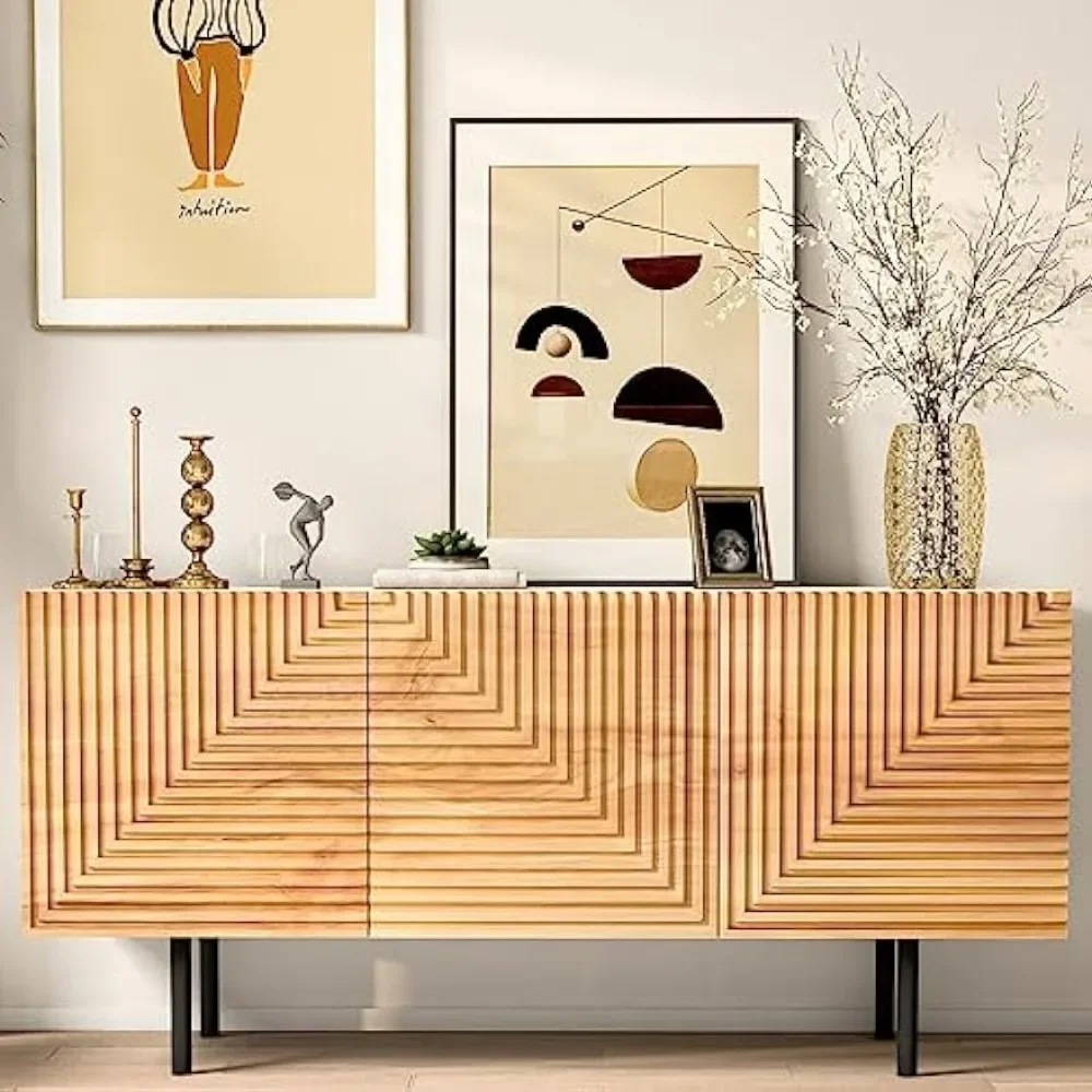 Mid Century-Soporte de TV moderno para televisores de hasta 65 ", aparador bohemio, gabinete de Buffet Credenza, consola de medios, centro de entretenimiento