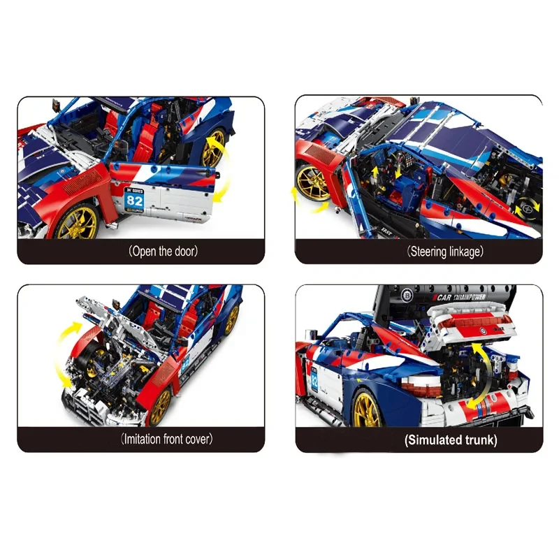 Ensemble de blocs de construction de voiture de sport Super Racing, modèle figuré, briques d'assemblage Moc, véhicule, jouets pour enfants et adultes, cadeaux techniques, en stock, 4556 pièces