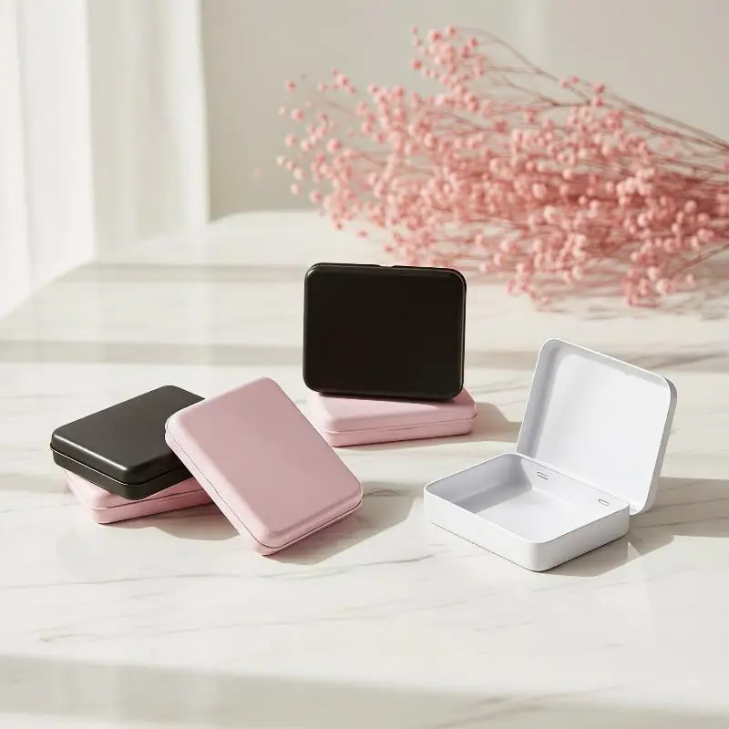 2026 NEW Tinplate Hinged Rectangular Empty Mini Metal Tin Box Push Candy Pill Cases Small Storage Organizer Containers Jar Bins
