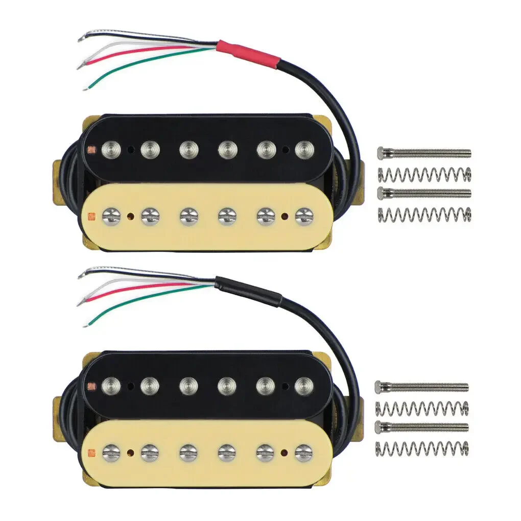 Zebra Humbucker Electric Guitar Pickup Set Double Coil Neck Bridge Pickups 7-8K Ohm 14-15K Ohm for Enhanced Sound Quality