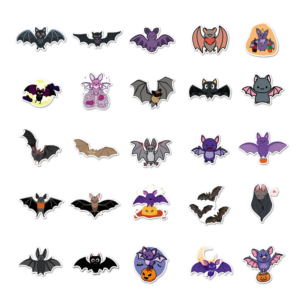 50pcs Animals Bat Stickers For Suitcase Scrapbook Phone Laptop Notebooks Stationery DIY Vintage Sticker Scrapbooking Supplies