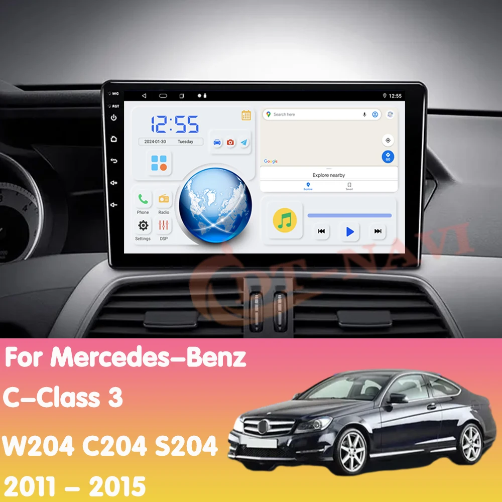 Android 14 Car Radio For Mercedes-Benz C-Class 3 W204 C204 S204 2011 - 2015 Multimidia Video Player Navigation Carplay Head Unit