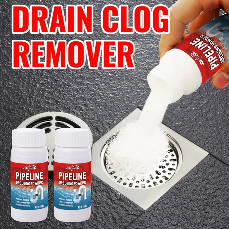 Jokjok Multi-Purpose Drain Cleaner Powder, Quick Easy Solution for Toilet Kitchen Bathroom Pipes, Non-Toxic Safe Use, 1L Bottle