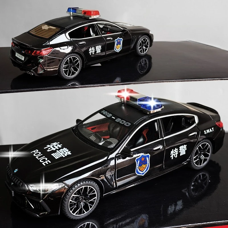 

New 1:24 M8 MANHART Police car Diecast Car Metal Alloy Model Car With Sound and Light High Simulation Kids Gifts