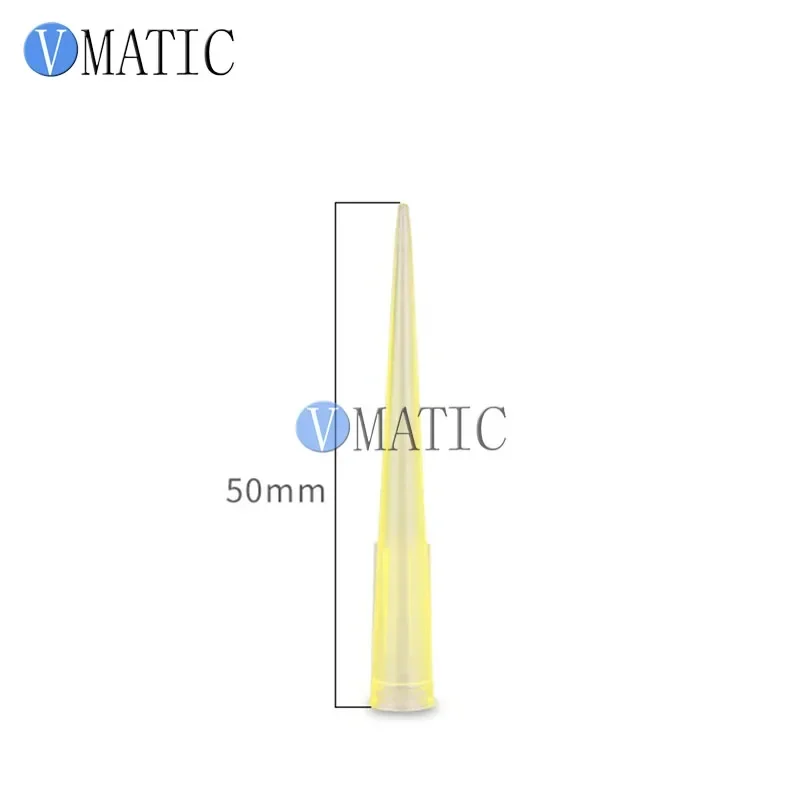 High Quality 1000Pcs 200ul 0.2ml Yellow Color Plastic Needle Id 6mm Length 50mm Plastic Dispensing Needle