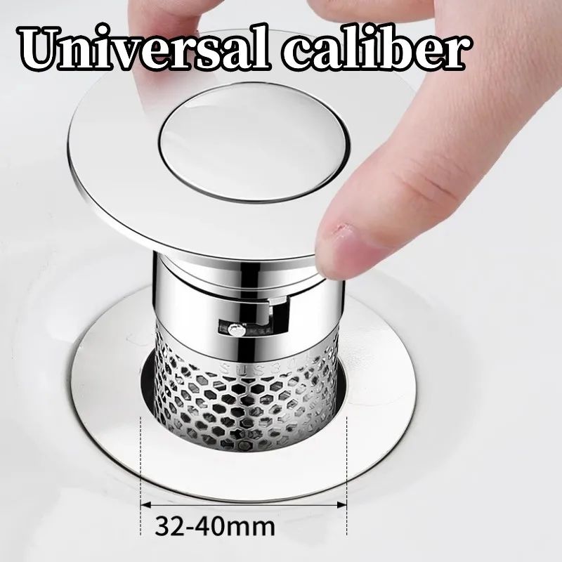 Stainless Steel Floor Drain Filter Washbasin Plug Anti Odor Pop-Up Bounce Core Basin Stopper Hair Catcher Shower Sink Strainer