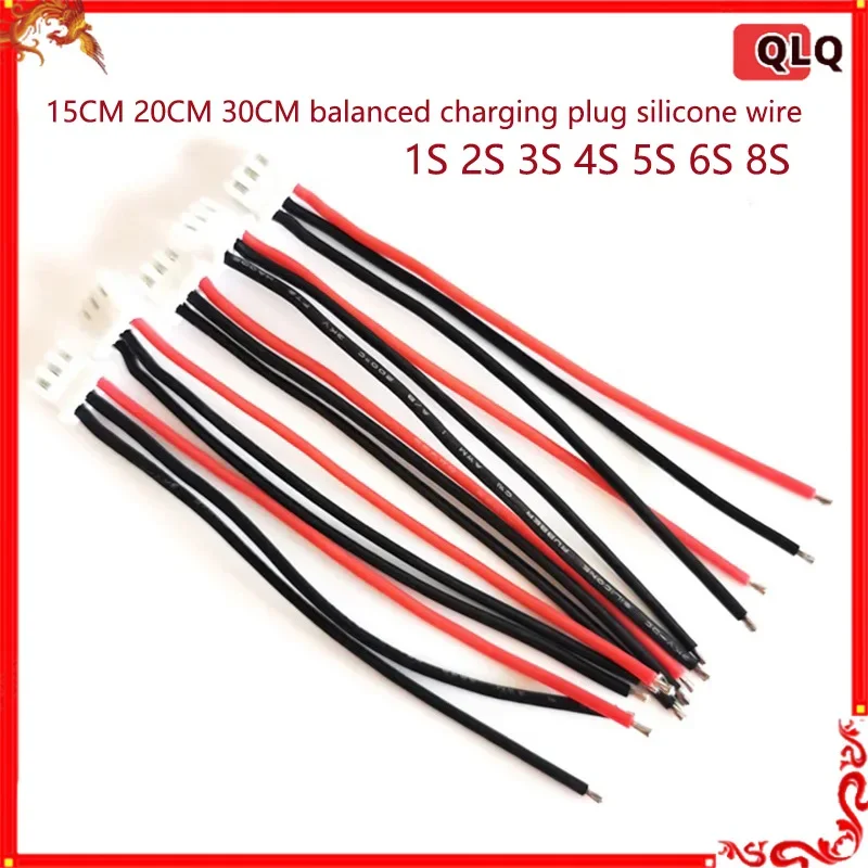 10pcs 15cm 20cm 30cm Balanced Charging Plug 1s 2s 3s 4s 5s 6s 8s Silicone Cable 22awg Silicone Cable For Battery Accessories