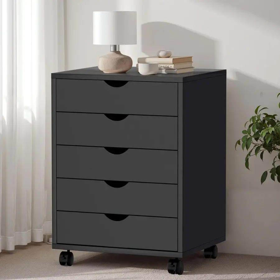 

Chest, Office Storage Dresser File Cabinet with Wheels, Mobile Dresser for Home Office, Black