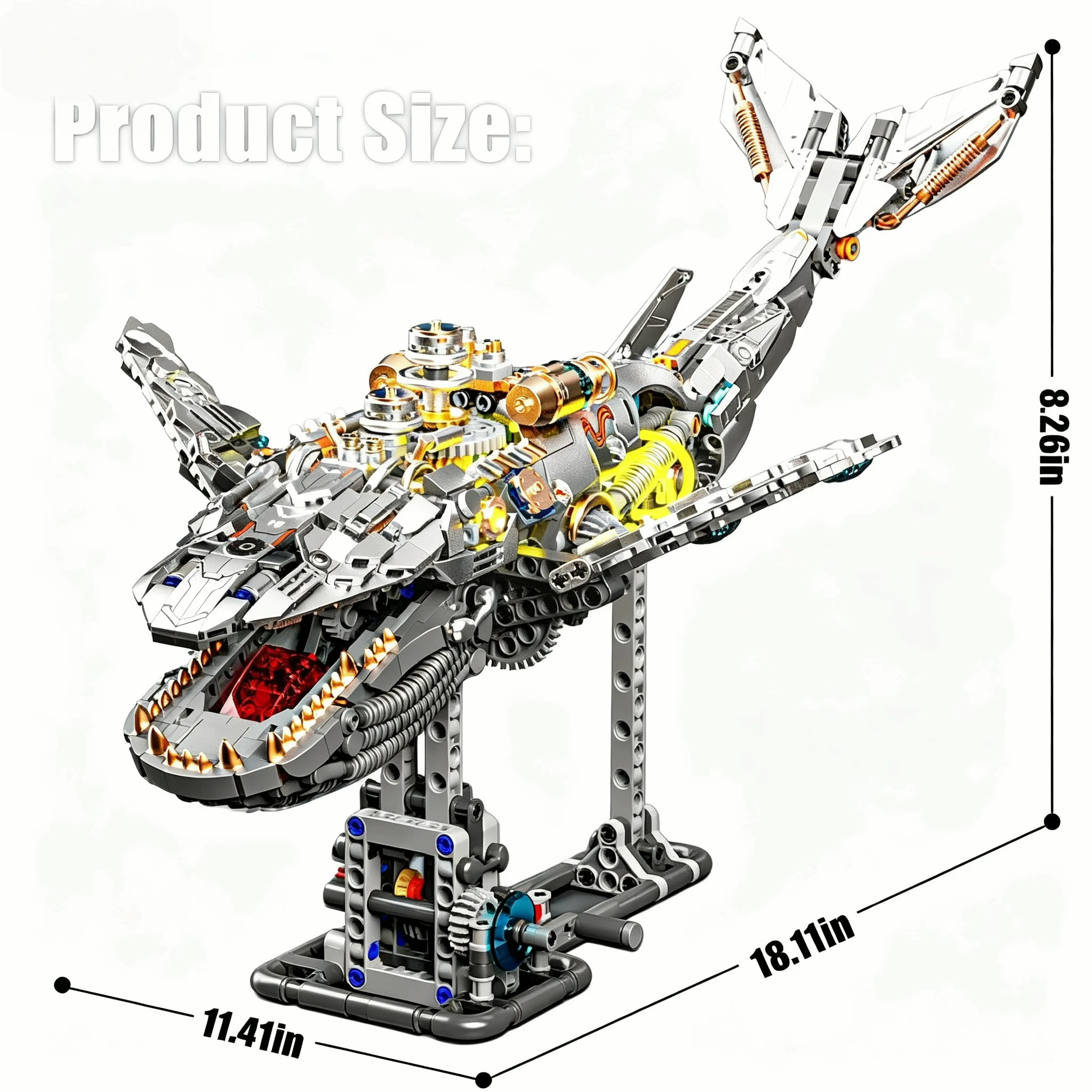 

Marine Bio-mechanical Whale Block with Light Power Module Bionic Motion Creative Ornament MOC Gift Box Assembly Kit Best Gift