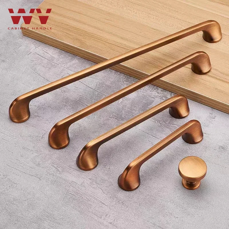 YM Yellow Bronze Furniture Handle Vintage American Style Brass Kitchen Drawer Cabinet Knobs Door Pulls Furniture Hardware