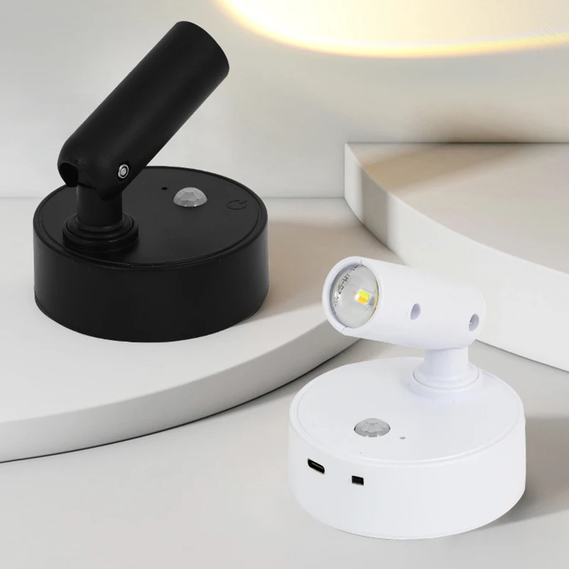 

LED light magnetic USB Rechargeable Wall Light Spotlight Motion Sensor Led Reading Light With Touch Switch Dimmable Bedside Lamp