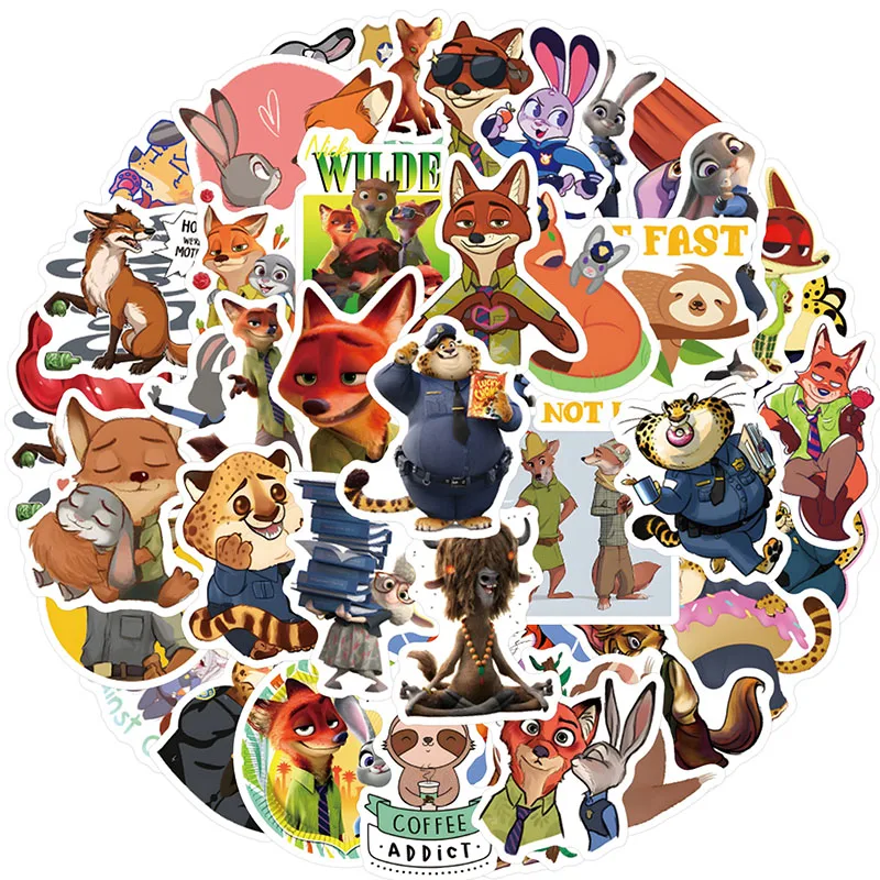 60 قطعة Zootopia DIY ملصقات الكرتون الهاتف جذع الثلاجة مقاوم للماء أنيمي ملصقات أنيمي الشكل صورة اللعب ملصق هدية #4