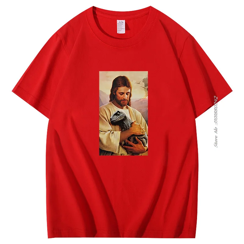 Jesus Raptor Cotton Short Sleeve T-Shirts Tops Women Men Religion Tshirt Summer Casual Oversized Tee High Quality Mens Clothes