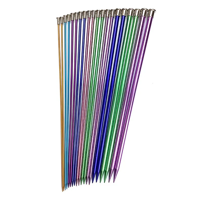 10Pairs/Set 35cm/25cm Knitting Needles Pins Straight Aluminum DIY Weaving Tool Long Sweater Scarf Needle 3.0-10mm