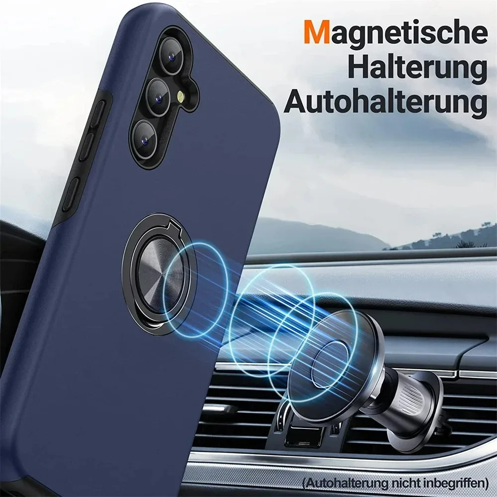 Case For Samsung Galaxy S24 S23 S22 S21 Ultra Plus A54 A34 A14 Degree Armor Bumper Shockproof  Metal Ring Hard PC Silicone Cover