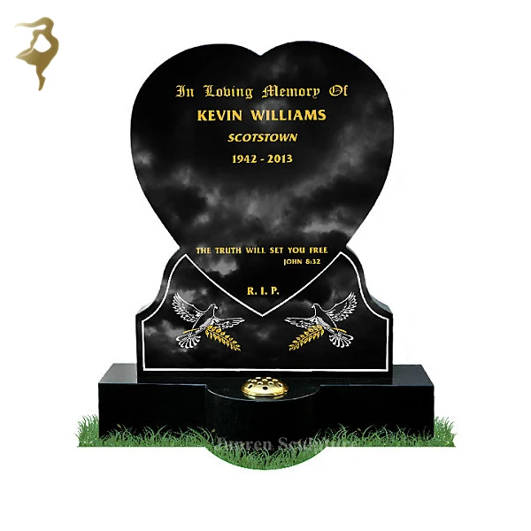 Cheap Heart Shaped Black Grave Stone Tombstone Granite for Sale