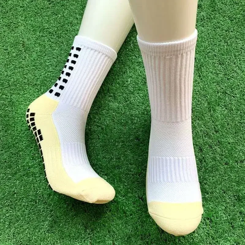 Soft Men Football Non Slip Soccer Socks Sports Breathable Cotton Cycling Grip Socks Grip Pads for Football Basketball Stockings